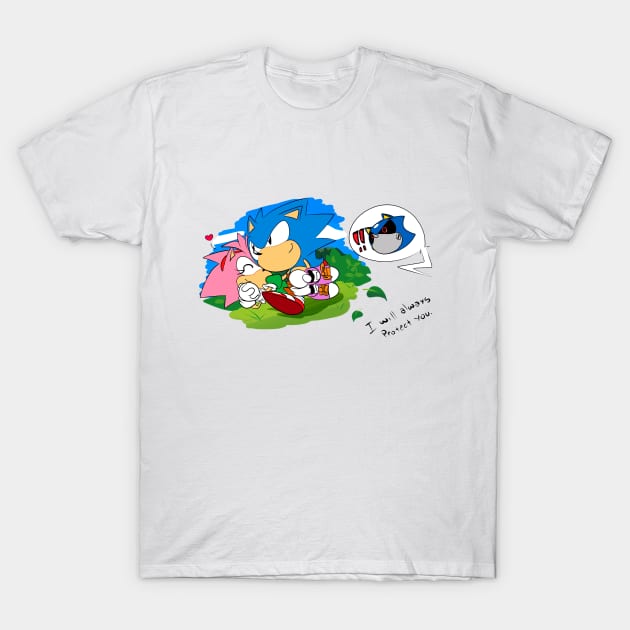 Classic Sonic and Amy design T-Shirt by idolnya